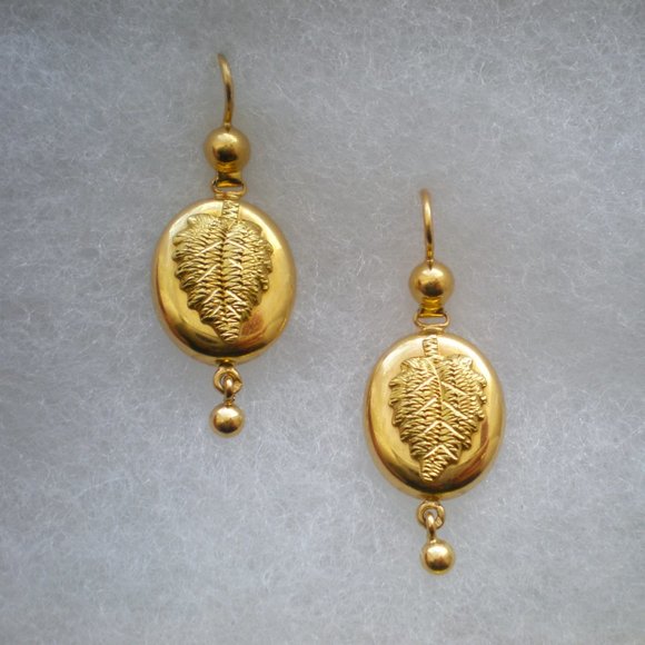 Antique Vintage Russian Soviet USSR 18K 750 Yellow Gold Dangle Drop EARRINGS - Picture 2 of 7